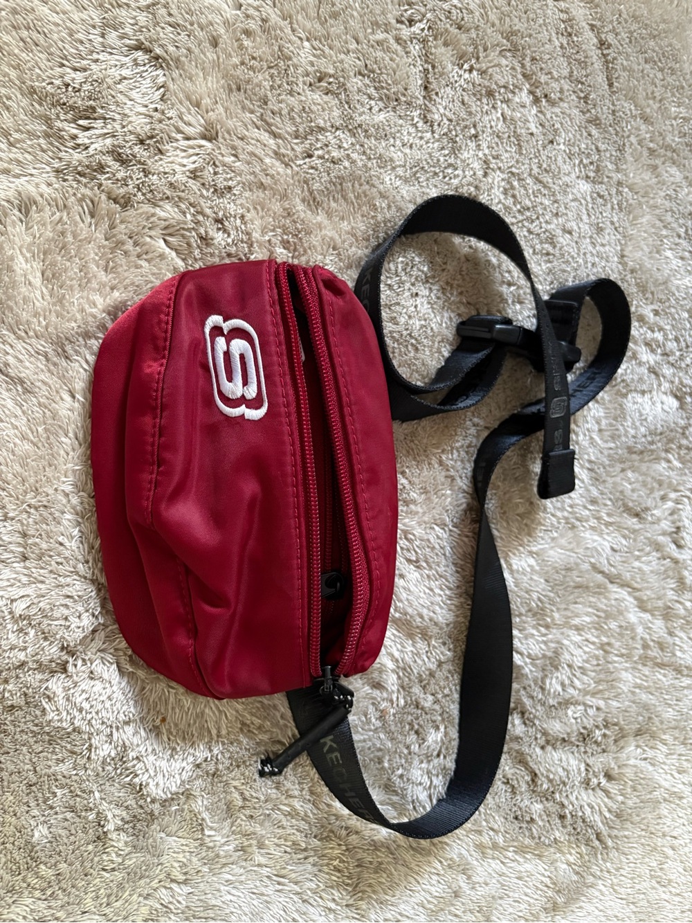 Skechers Deep Red Waist Bag with Black Strap